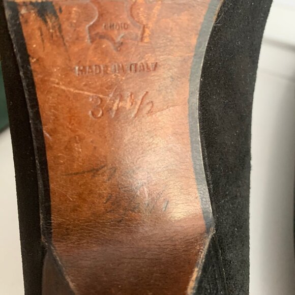 Vintage Black Suede Woven Detail Heels Size 7 - Picture 7 of 9